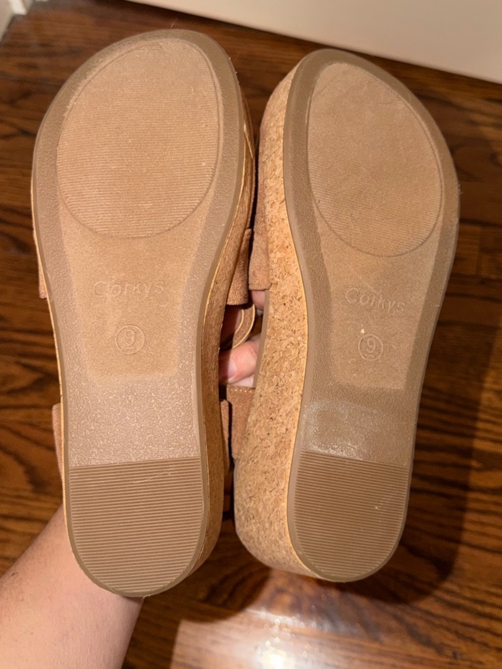 Corky’s Brown Cork Wedge Sandals - Picture 7 of 11